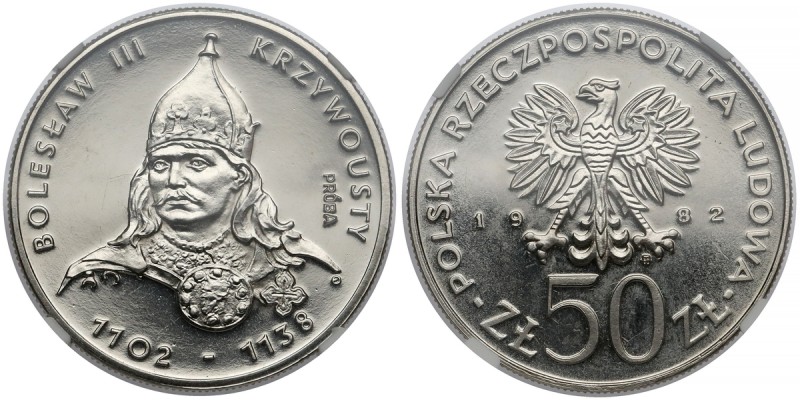 Próba NIKIEL 50 złotych 1982 Bolesław III Krzywousty Reference: Parchimowicz P.3...