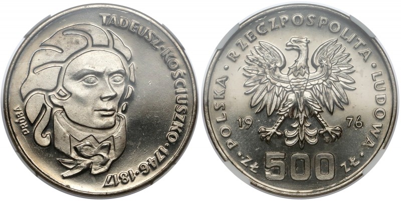 Próba NIKIEL 500 złotych 1976 Tadeusz Kościuszko - na wprost Reference: Parchimo...