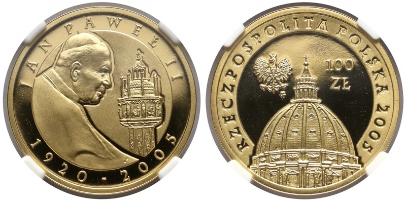 100 złotych 2005 Jan Paweł II Nakład 18.700 sztuk. Złoto .900, średnica 21 mm, w...