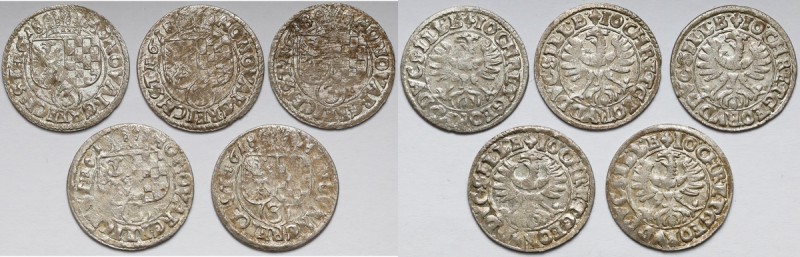 Śląsk, Jan Chrystian i Jerzy Rudolf, 3 krajcary 1618, Złoty Stok (5szt) Piękne s...