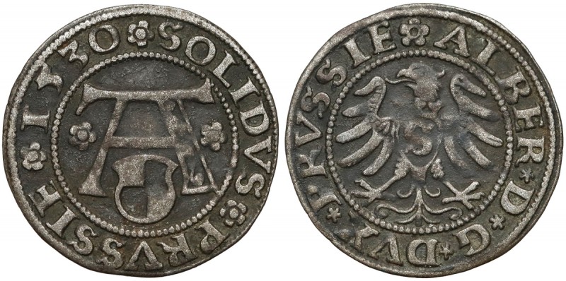 Prusy, Albrecht Hohenzollern, Szeląg Królewiec 1530 Drugi rocznik szelągów tego ...