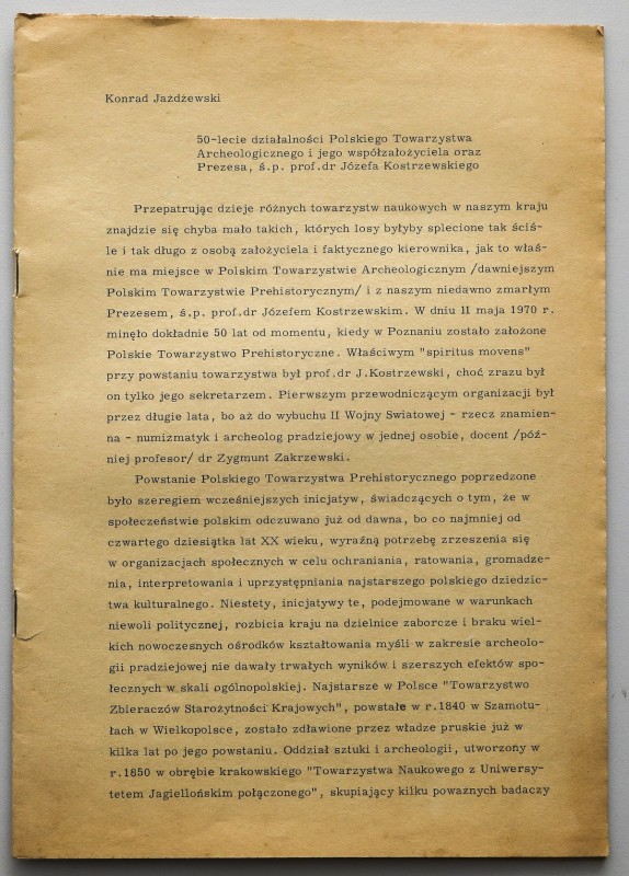 50-lecie działalności PTA... Łódź, 3.III.1970 Konrad Jażdżewski, Łódź 3.III.1970...