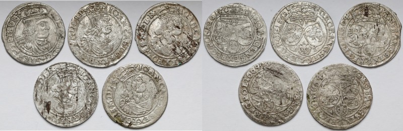 Jan II Kazimierz, Szóstaki Bydgoszcz i Lwów 1661-1664 - zestaw (5szt) W zestawie...