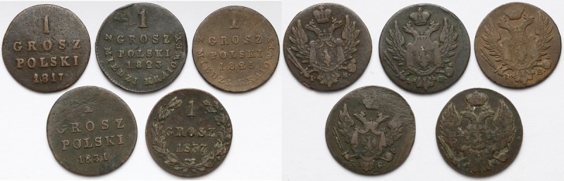 1 grosz 1817-1837 IB, KG, MW w tym ...z MIEDZI KRAIOWEY (5szt) W zestawie warte ...