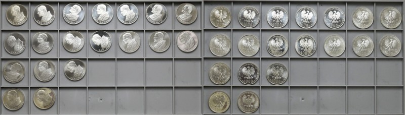 1.000 złotych 1982-1983 Jan Paweł II, pakiet (19szt) Stany zachowania mennicze, ...