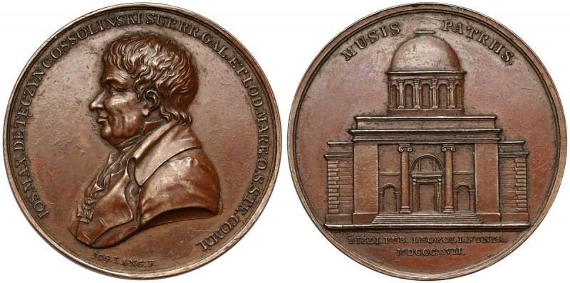 Medal otwarcie biblioteki Ossolińskich we Lwowie 1817 r. Pozostałości dawnego la...