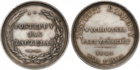 Medal Instytut Rządowy Wychowania Płci Żeńskiej 1827-1839 Rzadki i bardzo ciekawy medal. Jest to medal nagrodowy dla uczennic szkoły guwernantek, któr...