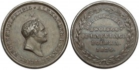 Medal Polska swojemu dobroczyńcy 1826 - brąz Medalik wybity dla upamiętnienia Aleksandra I po jego śmierci. Z sentencją 'dobroczyńcę swoiego opłakuiąc...