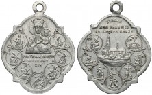 Medalik religijny - Stacje Męki Pańskiej na Jasnej Górze Sygnowany W.B. 
 Aluminium, wymiary 38,7 x 30,4 mm, waga 1,52 g.&nbsp; 
Grade: VF+ 

POLA...