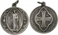 Medalik religijny - Francja XIX/XX wiek (srebro) Medalik wykonany przez zakład Penin Poncet (Lyon) 
 Srebro, średnica 32,2 mm, waga 13,40 g.&nbsp; 
...