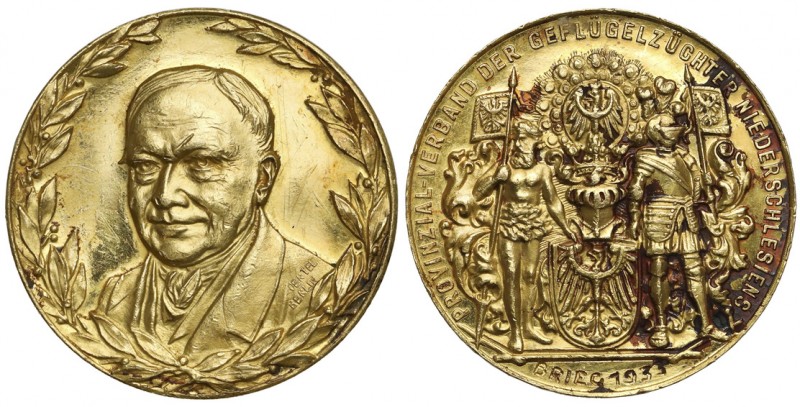 Brieg (Brzeg), Medal ZŁOTO 1933 - Wojewódzkie Stowarzyszenie Hodowców Drobiu z D...