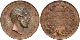 Szczecin, Wilhelm I, Medal 1865 - Nagroda na wystawie branżowej Umyty, z wżerami korozyjnymi.&nbsp; Brąz, średnica 47,5 mm, waga 50,0 g.&nbsp; 
Grade...