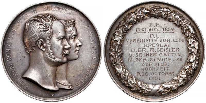 Wrocław, Medal na srebrne gody 1901 Saskoński medal nagrodowy, wręczany na roczn...