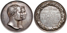 Wrocław, Medal na srebrne gody 1901 Saskoński medal nagrodowy, wręczany na rocznicę ślubu.&nbsp; Niniejszy egzemplarz z grawerunkiem informujący o 25 ...