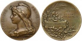 Medal I. Nagroda za Strzelanie do Gołębi 1931, Francja dla Leon Orłowski Brąz, średnica 41,4 mm, waga 31,65 g.&nbsp; 
Grade: XF 

POLAND POLEN MEDA...