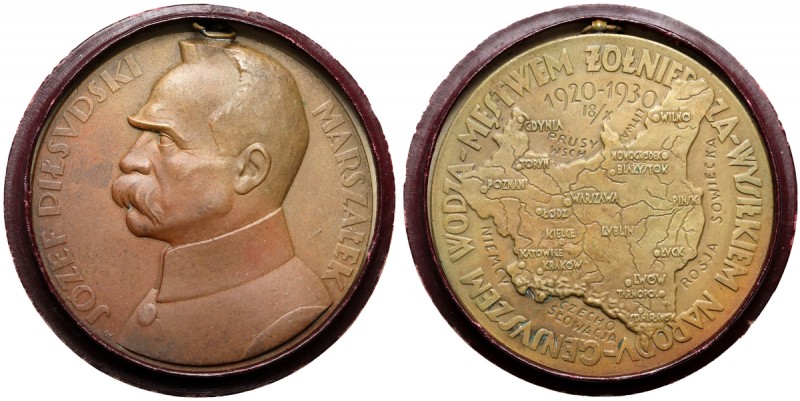 Medal Józef Piłsudski, 10. rocznica Wojny Polsko-Bolszewickiej 1930 r. Emisyjny ...