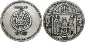 Medal SREBRO seria królewska - Kazimierz II Sprawiedliwy (3a') Nakład 102 sztuki. Srebro, średnica 70 mm, waga 143.5 Reference: Paszkowycz 46/84
Grad...