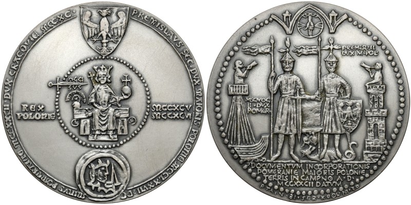 Medal SRERBO seria królewska - Przemysław II (3d) Nakład 100 sztuk. Srebro, śred...