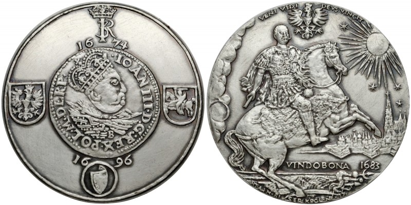 Medal SREBRO seria królewska - Jan III Sobieski (17) Przetarta powierzchnia (być...