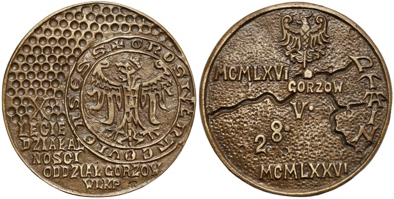 Medal, X-lecie działalności, Oddział Gorzów Wielkopolski 1976 Brąz, średnica ~92...