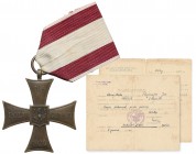 Krzyż Walecznych - Bliski Wschód Krzyż Walecznych odmiany wykonanej na Bliskim Wschodzie w latach 1944-1945. Mosiądz. Wymiary: 43,5 x 48,0 mm. Wstążka...