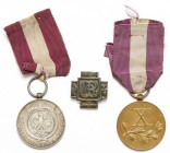 II RP, Odznaczenia za długoletnią służbę i Odznaka pamiątkowa AK - zestaw (3szt) W skład zestawu wchodzą dwa odznaczenia za długoletnią służbę (X i XX...