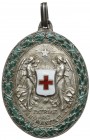 Austria, Czerwony Krzyż, Medal za zasługi, Srebro Na uszku medalu wybite austriackie punce srebra .800, punca 'A' oznaczająca miejsce wykonania medalu...