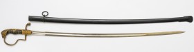 Niemcy - szabla oficerska model 1898 Wymiary:&nbsp; długość całkowita (bez pochwy) 91 cm długość głowni 78 cm długość pochwy 80.5 cm Oderwany emblemat...