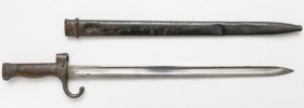 Bagnet francuski model 1892 - do karabinka Berthier Wymiary:&nbsp; długość całkowita (bez pochwy) 51.5 cm długość głowni 40 cm długość pochwy 41.5 cm ...