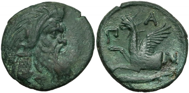 Grecja, Tracja / Chersonez, Pantikapajon (345-310 p.n.e.) Brąz Awers: Głowa brod...
