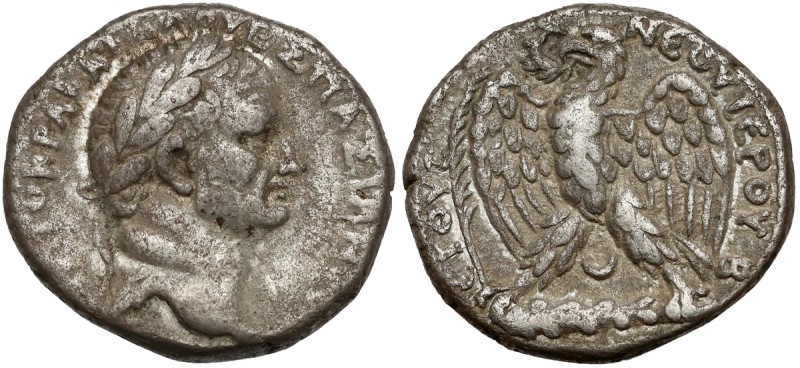 Antiochia, Wespazjan (69-79 n.e.) Tetradrachma Awers: Głowa cesarza w wieńcu lau...