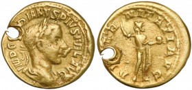 Plemiona Gockie - Naśladownictwo aureusa Gordiana III Bardzo ciekawe naśladownictwo aureusa Gordiana III, wykonane metodą odlewniczą prawdopodobnie pr...