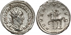 Trajan Decjusz (249-251 n.e.) Antoninian Awers: Popiersie cesarza w prawo, w koronie promienistej, zbroi i paludamentum, w otoku legenda: IMP C M&nbsp...