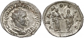 Trajan Decjusz (249-251 n.e.) Antoninian Awers: Popiersie cesarza w zbroi, paludamentum i koronie promienistej w prawo, w otoku legenda: IMP C M Q TRA...