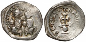 Herakliusz (610-641 n.e.) Heksagram Awers: Herakliusz i Herakliusz Konstantyn siedzący na wprost na podwójnym tronie, napis w otoku. Rewers: Na postum...