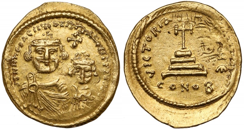 Herakliusz (610-641 n.e.) Solidus, Konstantynopol Na rewersie widnieje duch awer...