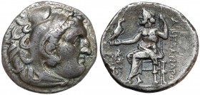Grecja, Macedonia, Aleksander III Wielki (310-301 p.n.e.) Drachma - Teos Awers: Głowa Heraklesa w skalpie lwa, w prawo. Rewers: Zeus siedzący na troni...
