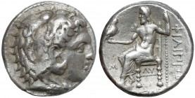 Grecja, Macedonia, Filip III Arridaios (323-311 p.n.e.) Tetradrachma - Babilon Awers: Głowa Heraklesa w skalpie lwa, w prawo. Rewers: Zeus siedzący na...