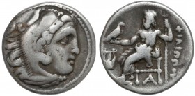 Grecja, Macedonia, Filip III Arridaios (323-319 p.n.e.) Drachma - Kolofon Awers: Głowa Heraklesa w skalpie lwa, w prawo. Rewers: Zeus siedzący na tron...