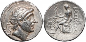 Grecja, Seleukidzi, Antioch II (261-256 p.n.e.) Tetradrachma - Seleucja Awers: Głowa Antiocha I w diademie, w otoku perełkowym, w prawo. Rewers: Apoll...
