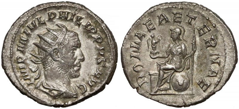 Filip I Arab (244-249 n.e.) Antoninian Awers: Popiersie cesarza w koronie promie...