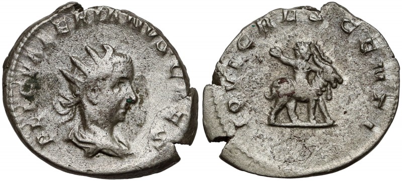 Walerian II (256-258 n.e.) Antoninian Awers: Popiersie cesarza w koronie promien...