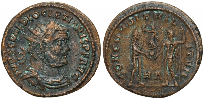 Dioklecjan (284-305 n.e.) Antoninian, Heraclea Awers: Popiersie cesarza w koroni...