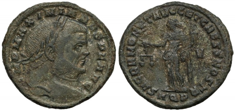 Maksymian Herkuliusz (286-305 n.e.) Follis, Aquileia Awers: Głowa cesarza w wień...