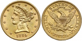 USA, 5 dolarów 1895, Filadelfia Bardzo ładny egzemplarz. 

Grade: XF/XF+ 

WORLD COINS - AMERICA