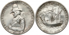 USA, 1/2 dolara 1920 - lądowanie Pielgrzymów w Plymouth Relief dobry, ale moneta wyraźnie przeczyszczona na awersie i rewersie.&nbsp; Reference: Kraus...