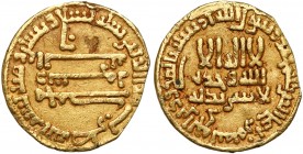 Islam, Abbasydzi, Dinar AH169 = 785 AD, AL-Mahdi (158-169 AH), Mennica bez nazwy Na monecie możemy zauważyć graffiti.&nbsp; Złoto, średnica 19,4-18,3 ...