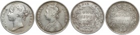 Indie brytyjskie, Wiktoria, 1 rupia 1840 i 1862 - zestaw (2szt) Waga łączna: 23,1 g.&nbsp; 
Grade: VF 

WORLD COINS - ASIA India