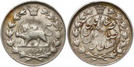 Iran, 2000 dinars AH1311 (1893/4), 2 kran Srebro, średnica 28,2 mm, waga 9,06 g.&nbsp; 
Grade: VF-XF 

WORLD COINS - ASIA Iran