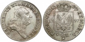 Preussen, Friedrich Wilhelm II., 4 Groschen 1797-A, Berlin
Prusy, Fryderyk Wilhelm II, 4 grosze 1797-A, Berlin Reference: Schrötter 81
Grade: VF+ 
...